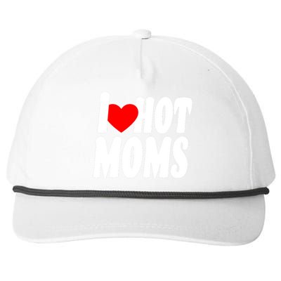 I Love Hot Moms Heart Hot Mothers Snapback Five-Panel Rope Hat