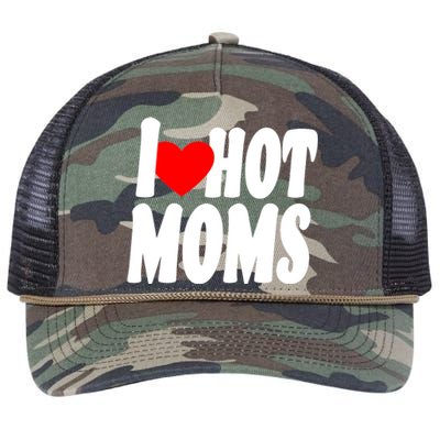 I Love Hot Moms Heart Hot Mothers Retro Rope Trucker Hat Cap