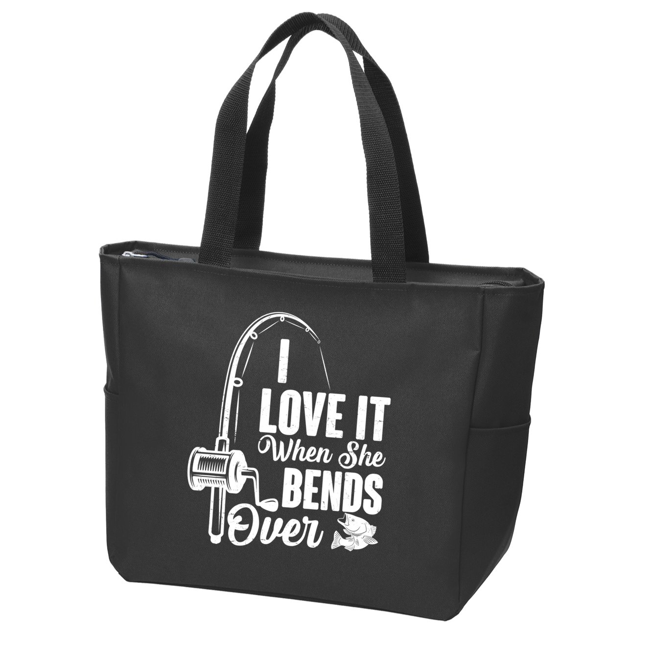 I Love It When She Bends Over Fishing Joke Zip Tote Bag
