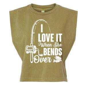 I Love It When She Bends Over Fishing Joke Garment-Dyed Women's Muscle Tee