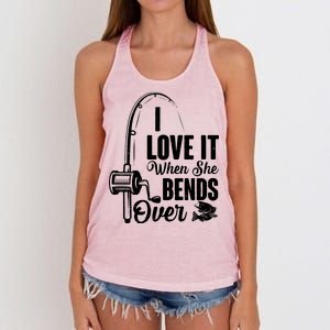 I Love It When She Bends Over Fishing Joke Women's Knotted Racerback Tank