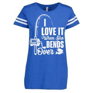 I Love It When She Bends Over Fishing Joke Enza Ladies Jersey Football T-Shirt