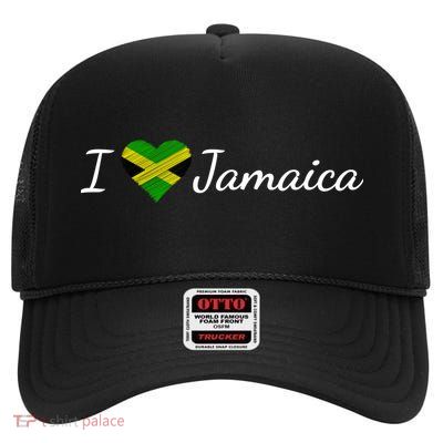 I Love Jamaica High Crown Mesh Back Trucker Hat
