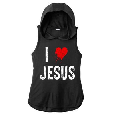 I Love Jesus Ladies PosiCharge Tri-Blend Wicking Draft Hoodie Tank