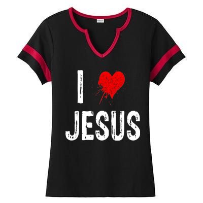 I Love Jesus Ladies Halftime Notch Neck Tee