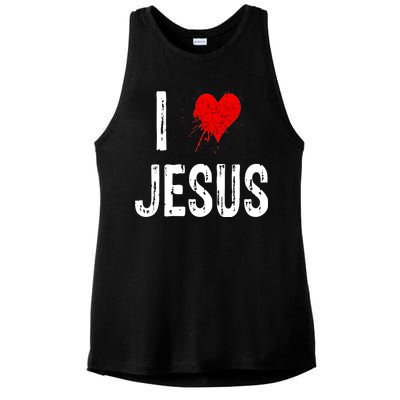 I Love Jesus Ladies PosiCharge Tri-Blend Wicking Tank