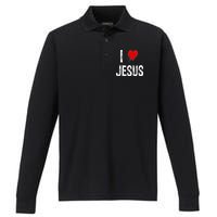 I Love Jesus Performance Long Sleeve Polo