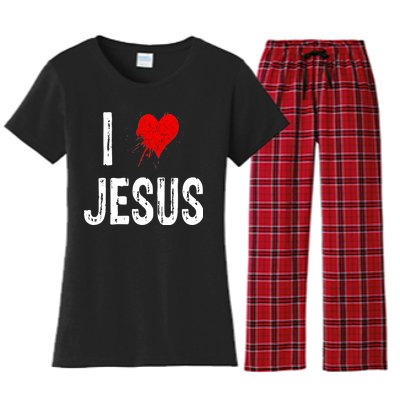 I Love Jesus Women's Flannel Pajama Set