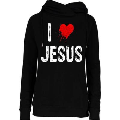 I Love Jesus Womens Funnel Neck Pullover Hood