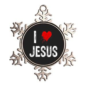 I Love Jesus Metallic Star Ornament