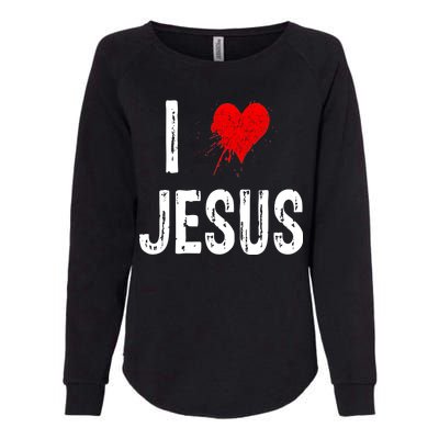 I Love Jesus Womens California Wash Sweatshirt