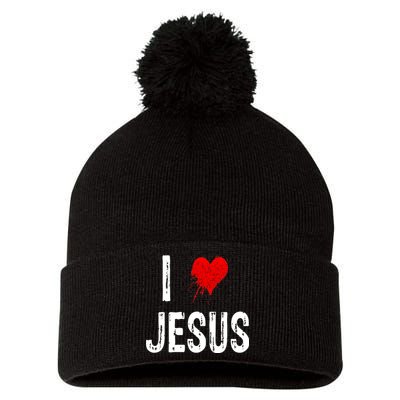 I Love Jesus Pom Pom 12in Knit Beanie