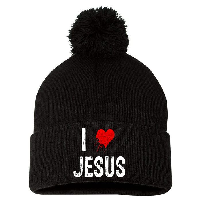 I Love Jesus Pom Pom 12in Knit Beanie