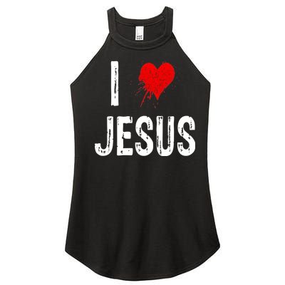 I Love Jesus Women’s Perfect Tri Rocker Tank