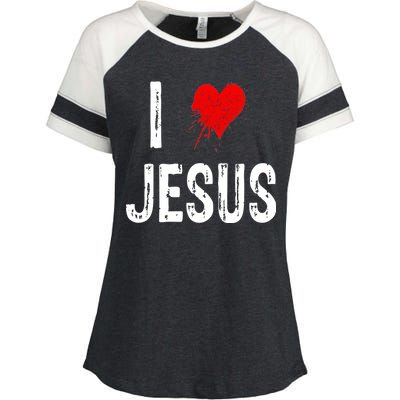 I Love Jesus Enza Ladies Jersey Colorblock Tee