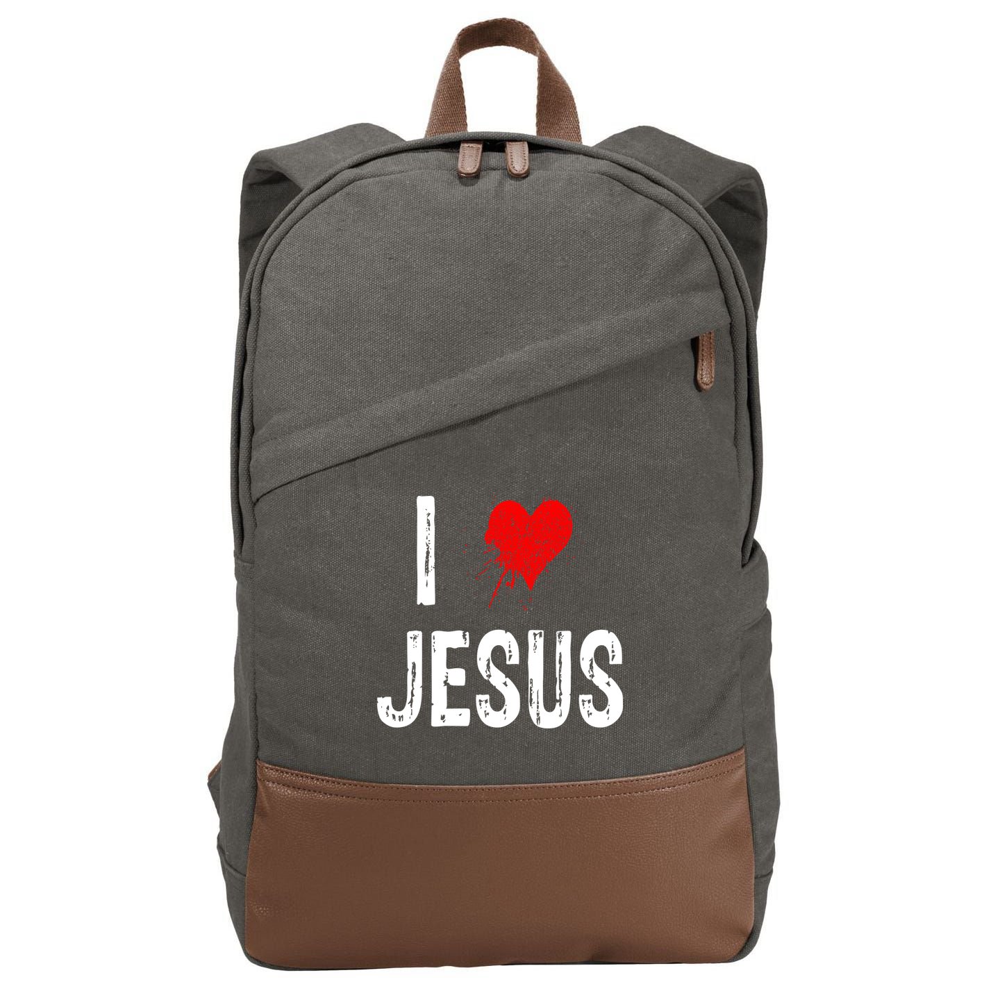 I Love Jesus Cotton Canvas Backpack