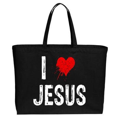 I Love Jesus Cotton Canvas Jumbo Tote