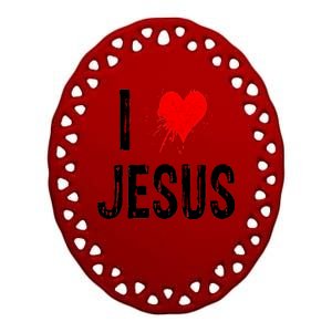 I Love Jesus Ceramic Oval Ornament