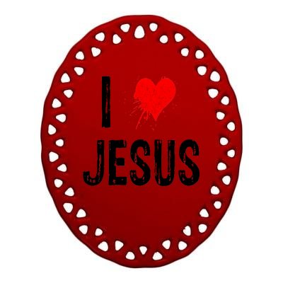 I Love Jesus Ceramic Oval Ornament