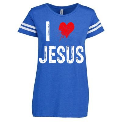 I Love Jesus Enza Ladies Jersey Football T-Shirt