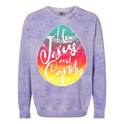 I Love Jesus And Candy Colorblast Crewneck Sweatshirt