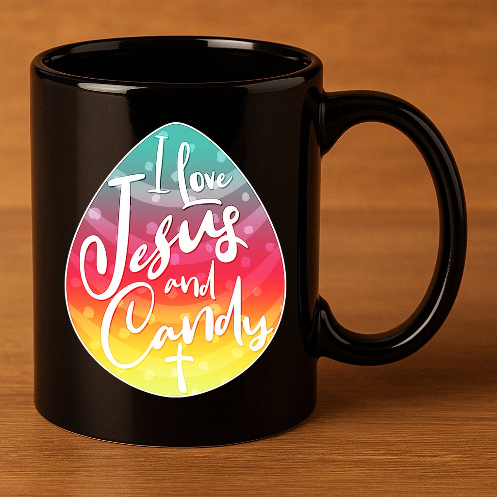 I Love Jesus And Candy 11oz C Handle Ceramic Mug