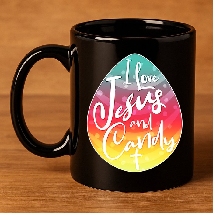 I Love Jesus And Candy 11oz C Handle Ceramic Mug