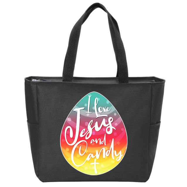 I Love Jesus And Candy Zip Tote Bag