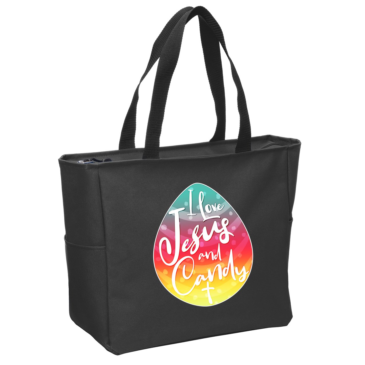 I Love Jesus And Candy Zip Tote Bag