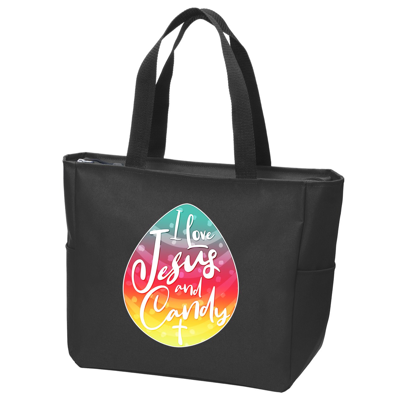 I Love Jesus And Candy Zip Tote Bag