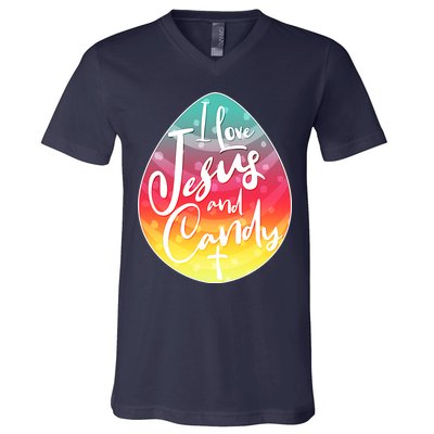 I Love Jesus And Candy V-Neck T-Shirt