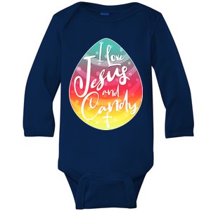 I Love Jesus And Candy Baby Long Sleeve Bodysuit