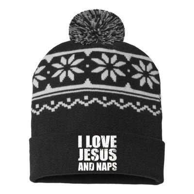 I Love Jesus And Naps USA-Made Snowflake Beanie