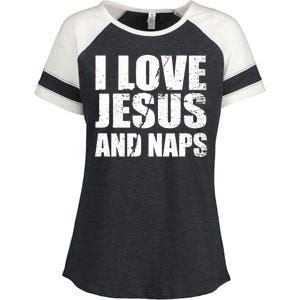 I Love Jesus And Naps Enza Ladies Jersey Colorblock Tee