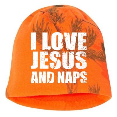 I Love Jesus And Naps Kati - Camo Knit Beanie