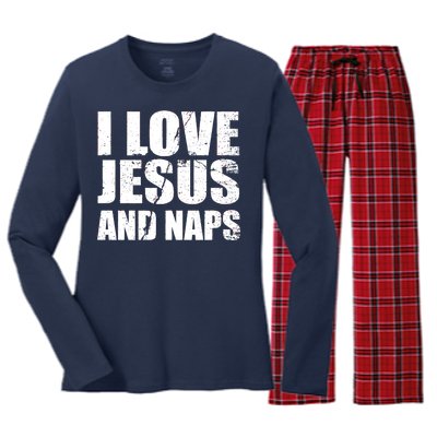 I Love Jesus And Naps Women's Long Sleeve Flannel Pajama Set 