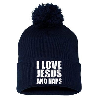 I Love Jesus And Naps Pom Pom 12in Knit Beanie