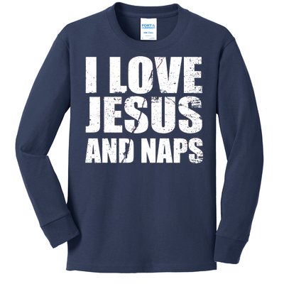 I Love Jesus And Naps Kids Long Sleeve Shirt