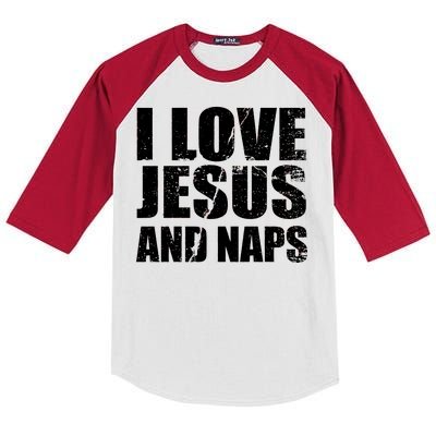 I Love Jesus And Naps Kids Colorblock Raglan Jersey