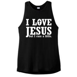 I Love Jesus But I Cuss A Little Ladies PosiCharge Tri-Blend Wicking Tank