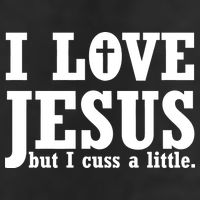 I Love Jesus But I Cuss A Little 7 Panel Mesh Trucker Snapback Hat