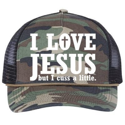 I Love Jesus But I Cuss A Little Retro Rope Trucker Hat Cap