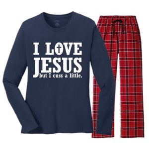 I Love Jesus But I Cuss A Little Women's Long Sleeve Flannel Pajama Set 