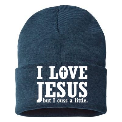 I Love Jesus But I Cuss A Little Sustainable Knit Beanie