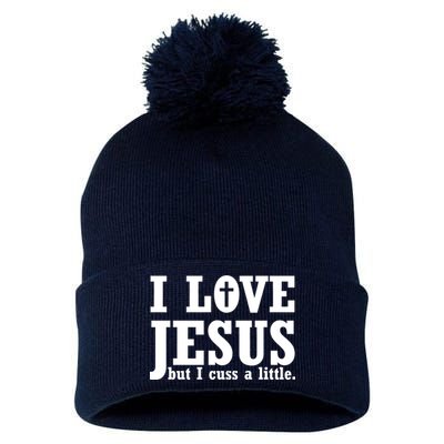 I Love Jesus But I Cuss A Little Pom Pom 12in Knit Beanie