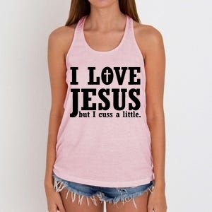 I Love Jesus But I Cuss A Little Women's Knotted Racerback Tank