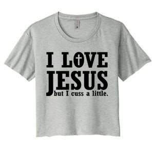 I Love Jesus But I Cuss A Little Women's Crop Top Tee