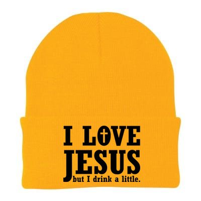 I Love Jesus But I Drink A Little Knit Cap Winter Beanie