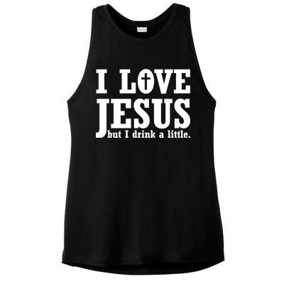 I Love Jesus But I Drink A Little Ladies PosiCharge Tri-Blend Wicking Tank