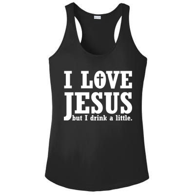 I Love Jesus But I Drink A Little Ladies PosiCharge Competitor Racerback Tank